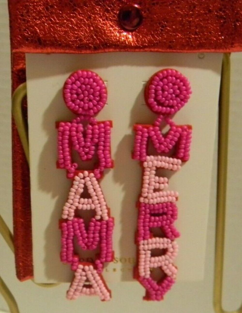 Simply Southern Beaded Earrings Merry Mama Christmas In Gift Pouch NEW